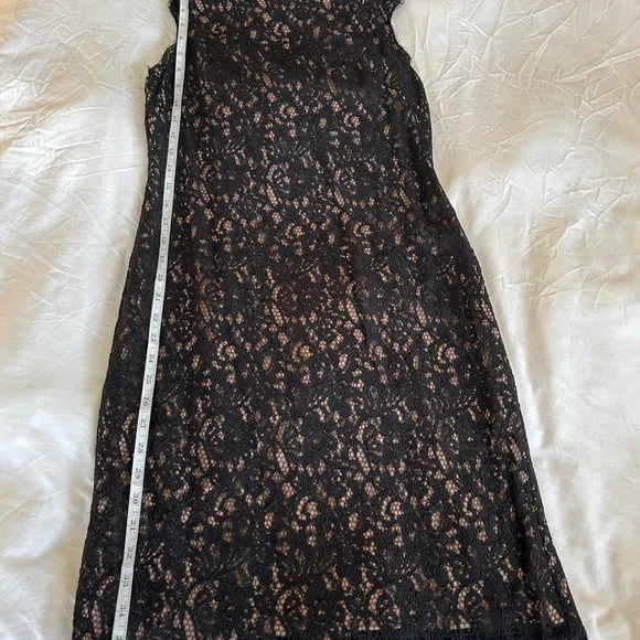 Adrianna Papell Black Lace Dress with Nude Lining - Picture 6 of 10